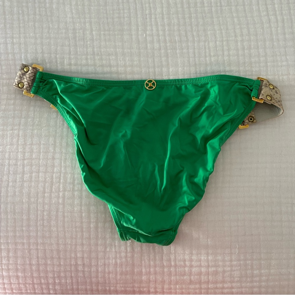 VIX bikini bottom, green with leather accent size Medium